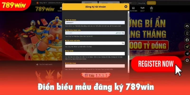 Điển biểu mẫu đăng ký 789win